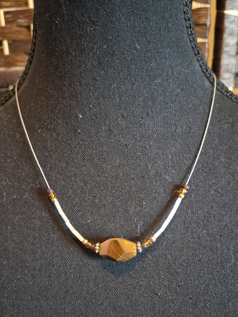 Tiger's eye Bead Necklace - Minimalist Women's Jewelry